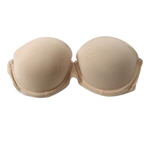 Victoria's Secret Strapless Padded Bra 32B Beige Tan Underwire Heavy Padding